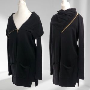 Eight Eight Eight Zippered Cowl Neck Tunic Length Sweater Dress Cotton Medium